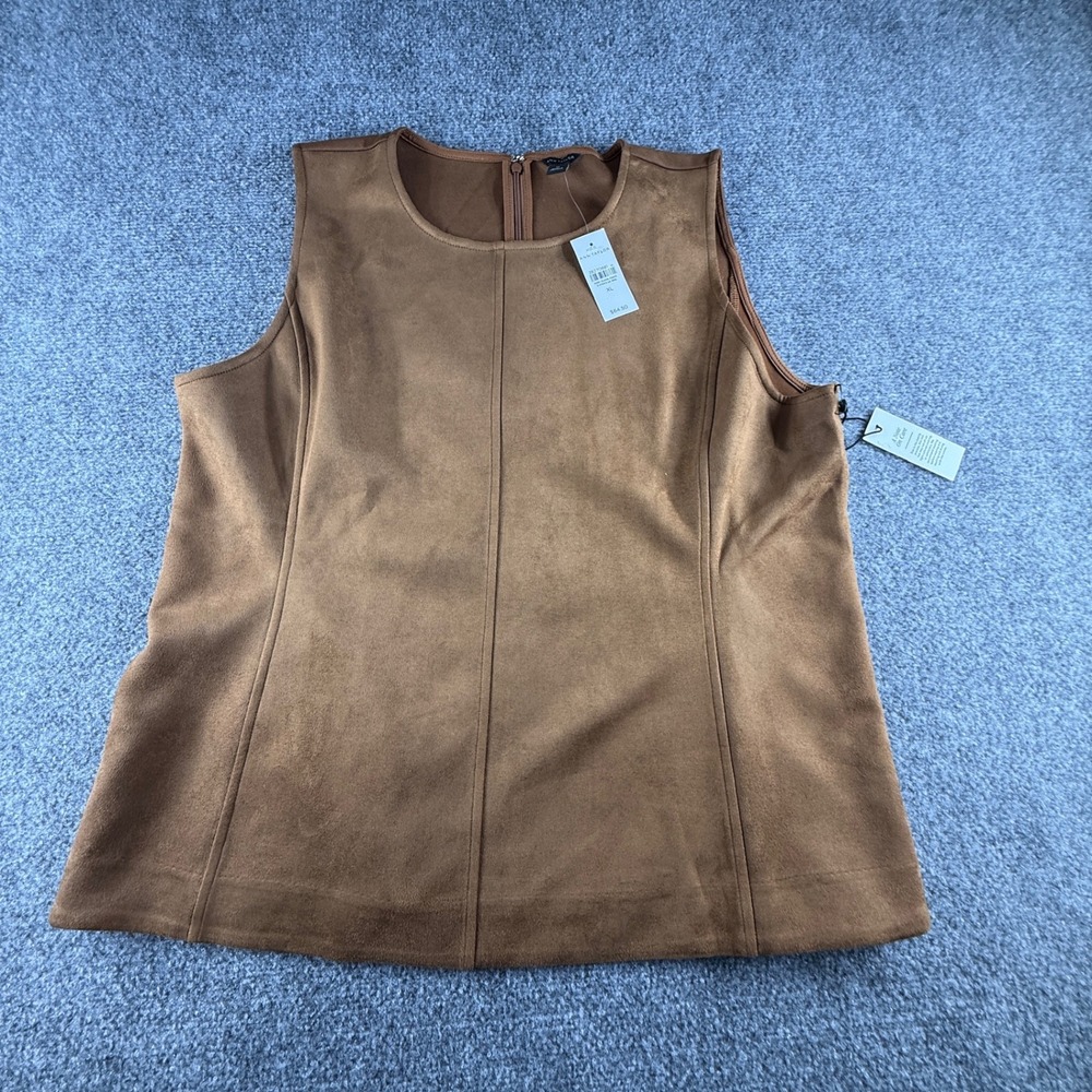 Ann Taylor Faux Suede Sleeveless Top Cognac Brown XL NWT 28270881